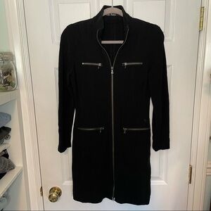 Marc Aurel Black Fitted Zip Up Dress 36